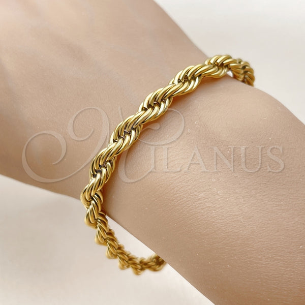 Pulsera Básica 03.435.0006.09 Acero Inoxidable, Diseño de Rope, Pulido, Tono Dorado (Thickness, 9 Inches Length)