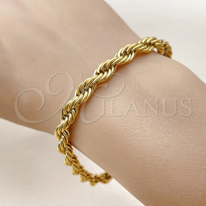 Pulsera Básica 03.435.0006.09 Acero Inoxidable, Diseño de Rope, Pulido, Tono Dorado (Thickness, 9 Inches Length)