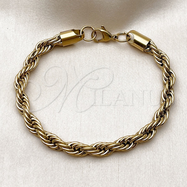 Pulsera Básica 03.435.0006.09 Acero Inoxidable, Diseño de Rope, Pulido, Tono Dorado (Thickness, 9 Inches Length)
