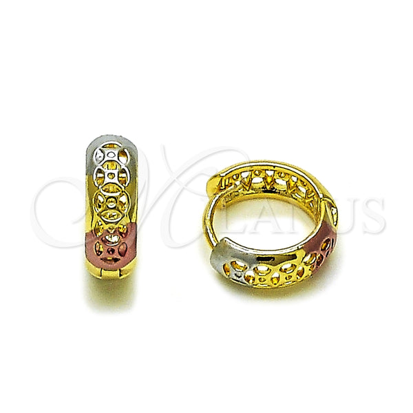 Argolla Huggie 02.156.0722.15 Oro Laminado, Pulido, Tres Tonos
