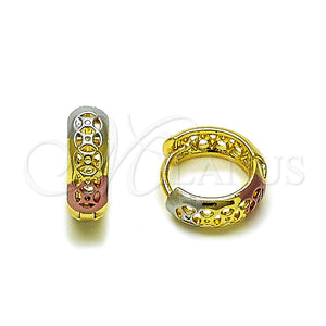 Argolla Huggie 02.156.0722.15 Oro Laminado, Pulido, Tres Tonos