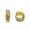 Argolla Huggie 02.156.0726.15 Oro Laminado, Diseño de Oja, Pulido, Tres Tonos