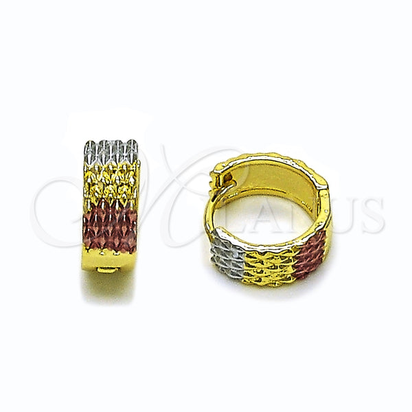 Argolla Huggie 02.156.0728.15 Oro Laminado, Diamantado, Tres Tonos