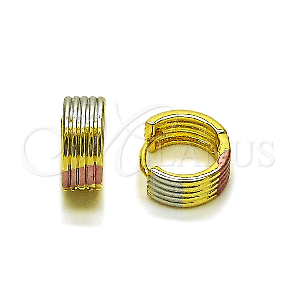 Argolla Huggie 02.156.0732.15 Oro Laminado, Pulido, Tres Tonos