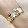 Pulsera Elegante 03.331.0323.08 Oro Laminado, Diseño de Puff Mariner, Diamantado, Tres Tonos (24 MM Thickness, 8 Inches Length)