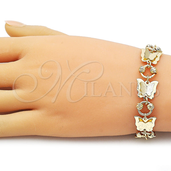 Pulsera Elegante 03.331.0324.08 Oro Laminado, Diseño de Mariposa, Mate, Tono Dorado (Thickness, 8 Inches Length)