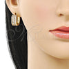 Argolla Huggie 02.283.0263.20 Oro Laminado, Diseño de Baguette, con Blanca Zirconia Cubica and Blanca Micro Pave, Pulido, Tono Dorado