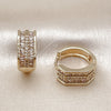 Argolla Huggie 02.283.0263.20 Oro Laminado, Diseño de Baguette, con Blanca Zirconia Cubica and Blanca Micro Pave, Pulido, Tono Dorado