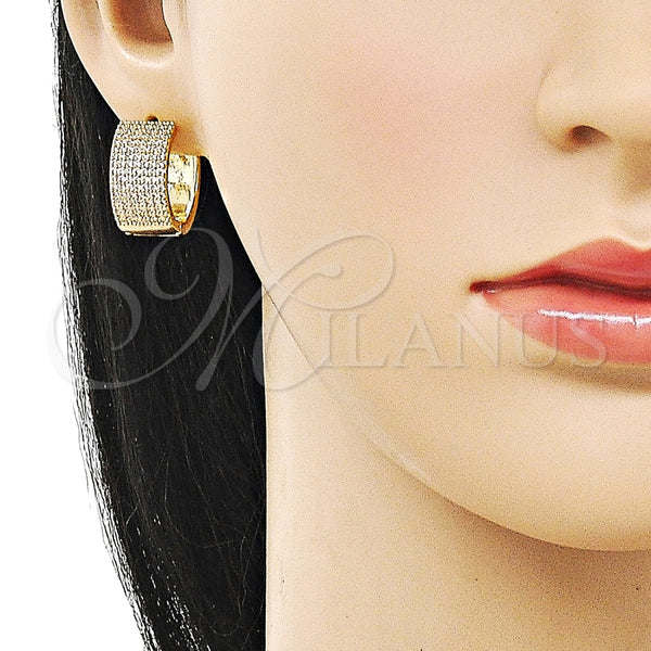 Argolla Huggie 02.283.0272.20 Oro Laminado, con Blanca Zirconia Cubica, Pulido, Tono Dorado