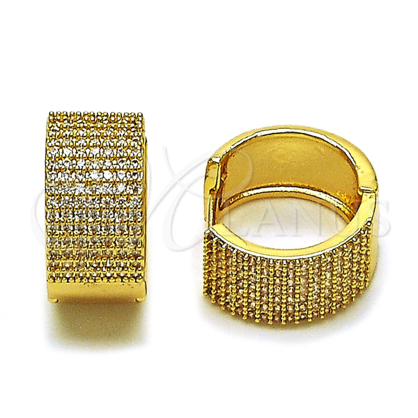 Argolla Huggie 02.283.0272.20 Oro Laminado, con Blanca Zirconia Cubica, Pulido, Tono Dorado