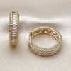 Argolla Huggie 02.283.0273.25 Oro Laminado, Diseño de Baguette y Cluster, con Blanca Zirconia Cubica and Blanca Micro Pave, Pulido, Tono Dorado