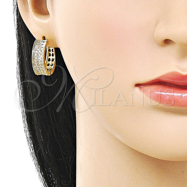 Argolla Huggie 02.283.0274.20 Oro Laminado, con Blanca Zirconia Cubica, Pulido, Tono Dorado