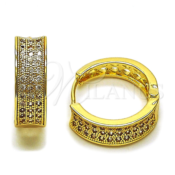 Argolla Huggie 02.283.0274.20 Oro Laminado, con Blanca Zirconia Cubica, Pulido, Tono Dorado