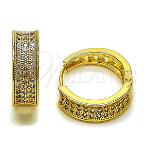 Argolla Huggie 02.283.0274.20 Oro Laminado, con Blanca Zirconia Cubica, Pulido, Tono Dorado