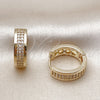 Argolla Huggie 02.283.0278.18 Oro Laminado, con Blanca Micro Pave, Pulido, Tono Dorado