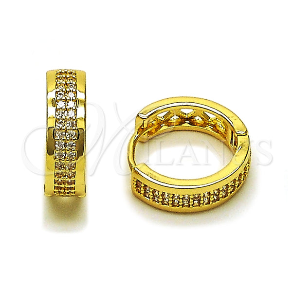 Argolla Huggie 02.283.0278.18 Oro Laminado, con Blanca Micro Pave, Pulido, Tono Dorado