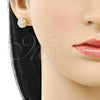Arete Dormilona 02.283.0282 Oro Laminado, Diseño de Cluster, con Blanca Zirconia Cubica, Pulido, Tono Dorado