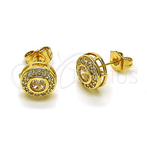 Arete Dormilona 02.283.0282 Oro Laminado, Diseño de Cluster, con Blanca Zirconia Cubica, Pulido, Tono Dorado