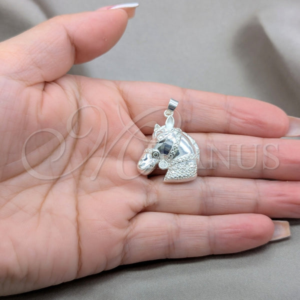 Dije Elegante 05.393.0003 Plata Rodinada, Diseño de Caballo, Pulido, Tono Plateado