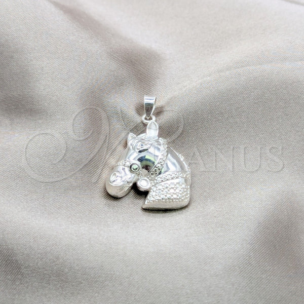 Dije Elegante 05.393.0003 Plata Rodinada, Diseño de Caballo, Pulido, Tono Plateado