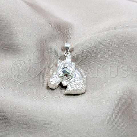 Dije Elegante 05.393.0003 Plata Rodinada, Diseño de Caballo, Pulido, Tono Plateado