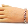Pulsera Tennis 03.284.0058.1.07 Oro Laminado, Diseño de Corazón, con Granate Zirconia Cubica, Pulido, Tono Dorado (08 MM Thickness, 7 Inches Length)