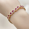 Pulsera Tennis 03.284.0058.1.07 Oro Laminado, Diseño de Corazón, con Granate Zirconia Cubica, Pulido, Tono Dorado (08 MM Thickness, 7 Inches Length)
