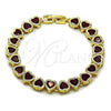 Pulsera Tennis 03.284.0058.1.07 Oro Laminado, Diseño de Corazón, con Granate Zirconia Cubica, Pulido, Tono Dorado (08 MM Thickness, 7 Inches Length)