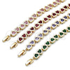 Pulsera Tennis 03.284.0058.2.07 Oro Laminado, Diseño de Corazón, con Verde Zirconia Cubica, Pulido, Tono Dorado (08 MM Thickness, 7 Inches Length)