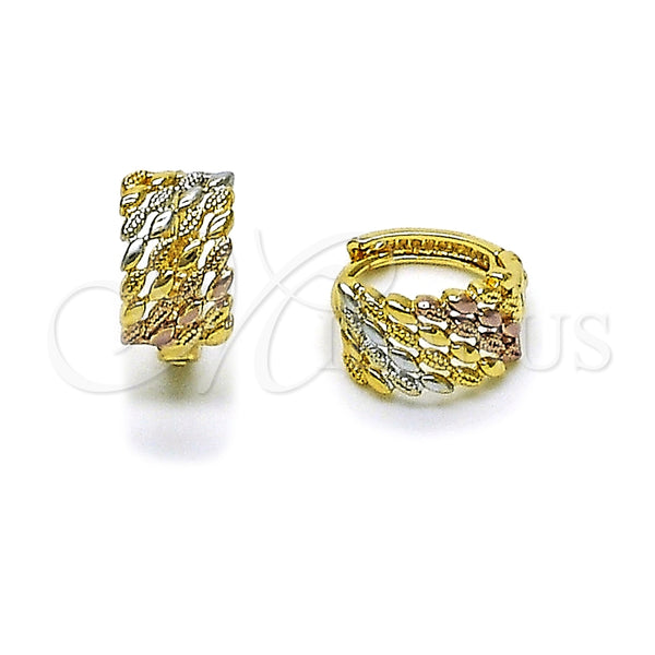 Argolla Huggie 02.196.0222.14 Oro Laminado, Diamantado, Tres Tonos