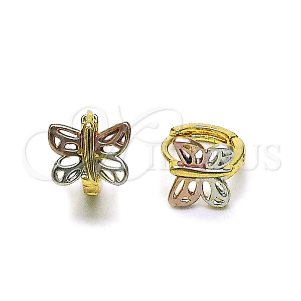 Argolla Huggie 02.196.0227.12 Oro Laminado, Diseño de Libélula, Pulido, Tres Tonos
