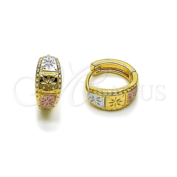 Argolla Huggie 02.196.0230.14 Oro Laminado, Diamantado, Tres Tonos