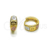 Argolla Huggie 02.196.0230.14 Oro Laminado, Diamantado, Tres Tonos