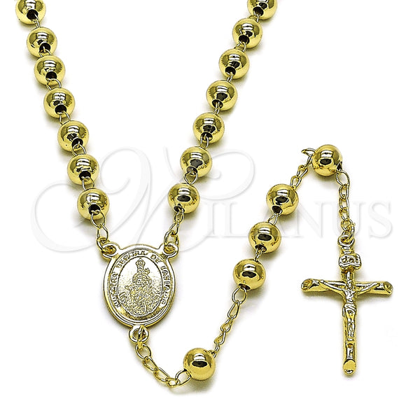 Rosario Mediano 09.213.0059.24 Oro Laminado, Diseño de Caridad del Cobre y Crucifijo, Pulido, Tono Dorado
