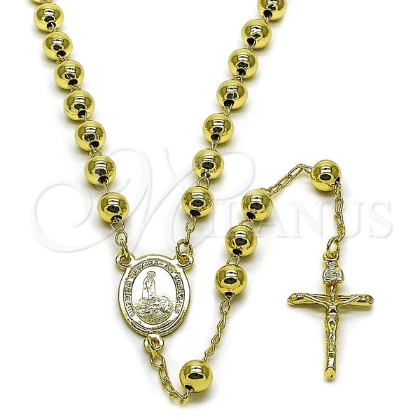 Rosario Mediano 09.213.0060.24 Oro Laminado, Diseño de Caridad del Cobre y Crucifijo, Pulido, Tono Dorado