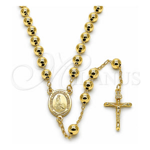 Rosario Mediano 09.213.0060.24 Oro Laminado, Diseño de Caridad del Cobre y Crucifijo, Pulido, Tono Dorado