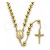 Rosario Mediano 09.213.0060.24 Oro Laminado, Diseño de Caridad del Cobre y Crucifijo, Pulido, Tono Dorado