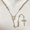 Rosario Fino 09.213.0063.24 Oro Laminado, Diseño de Guadalupe y Crucifijo, con Blanca Zirconia Cubica, Pulido, Tono Dorado