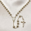 Rosario Mediano 09.213.0064.24 Oro Laminado, Diseño de Guadalupe y Crucifijo, con Blanca Zirconia Cubica, Pulido, Tono Dorado