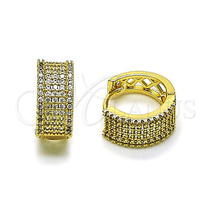 Argolla Huggie 02.283.0286.15 Oro Laminado, con Micro Pave Blanca, Pulido, Tono Dorado