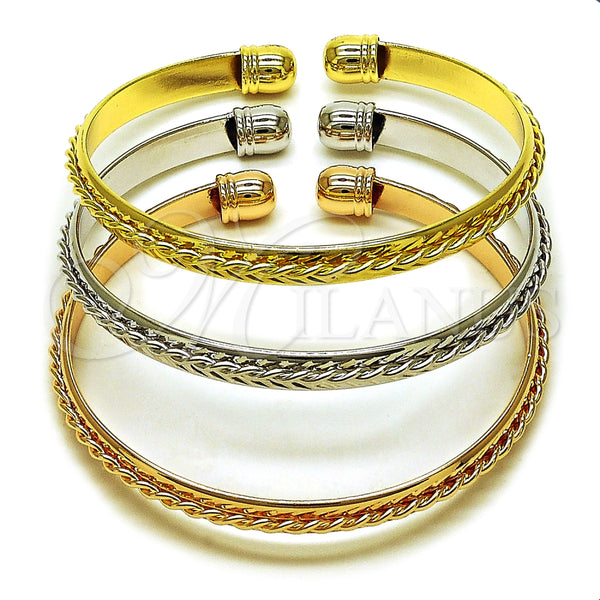 Aro Trio 07.170.0058 Oro Laminado, Diseño de Torcido, Pulido, Tres Tonos (06 MM Thickness, One size fits all)