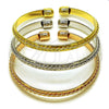 Aro Trio 07.170.0058 Oro Laminado, Diseño de Torcido, Pulido, Tres Tonos (06 MM Thickness, One size fits all)
