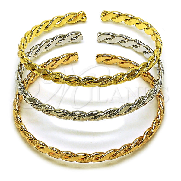 Aro Trio 07.170.0060 Oro Laminado, Diseño de Torcido, Mate, Tres Tonos (Thickness, One size fits all)