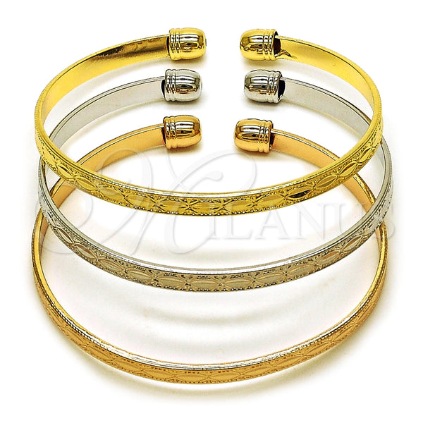 Aro Trio 07.170.0062 Oro Laminado, Diamantado, Tres Tonos (Thickness, One size fits all)