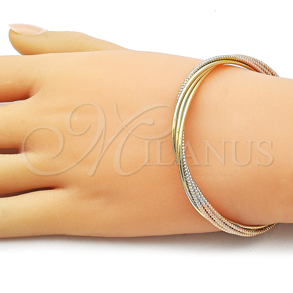 Aro Individual 07.170.0051.1 Oro Laminado, Diseño de Torcido, Diamantado, Tres Tonos (06 MM Thickness, One size fits all)