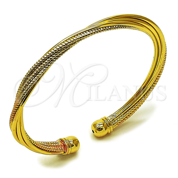 Aro Individual 07.170.0051.1 Oro Laminado, Diseño de Torcido, Diamantado, Tres Tonos (06 MM Thickness, One size fits all)