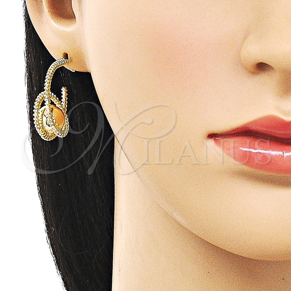 Argolla Pequeña 02.170.0512.20 Oro Laminado, Diseño de Bola y Torcido, Pulido, Tono Dorado