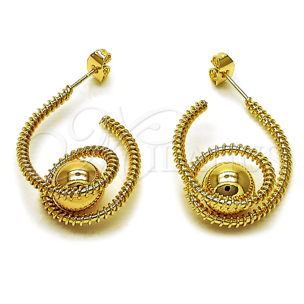 Argolla Pequeña 02.170.0512.20 Oro Laminado, Diseño de Bola y Torcido, Pulido, Tono Dorado