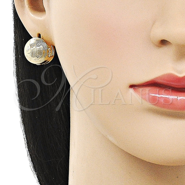 Argolla Huggie 02.195.0361.16 Oro Laminado, Diseño de Bola, Diamantado, Tono Dorado