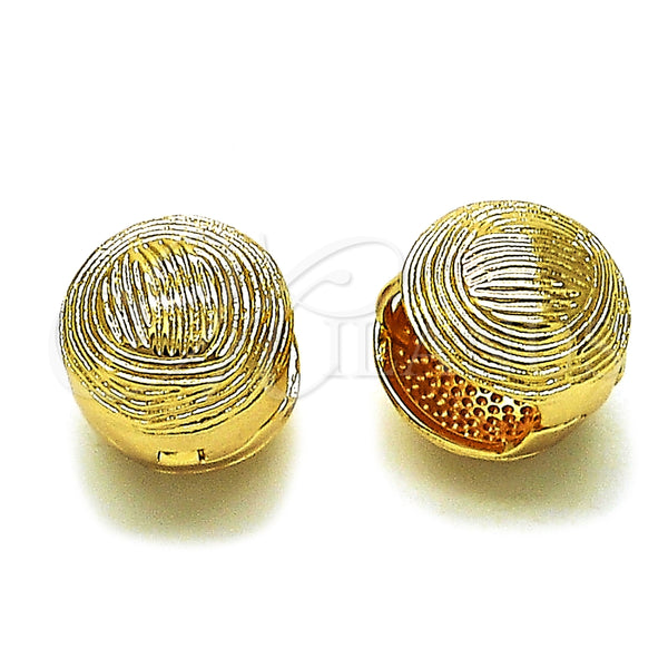 Argolla Huggie 02.195.0361.16 Oro Laminado, Diseño de Bola, Diamantado, Tono Dorado